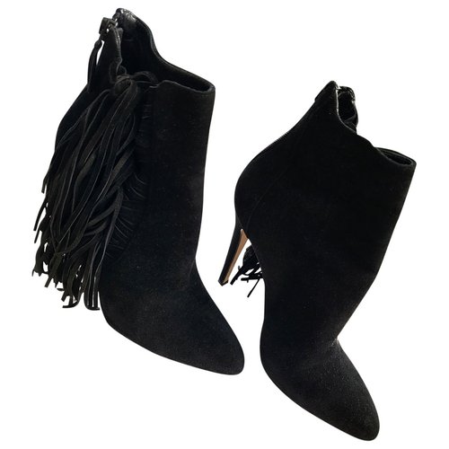 Pre-owned Brian Atwood Leather Ankle Boots In Black