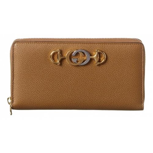 Pre-owned Gucci Zumi Leather Wallet In Beige