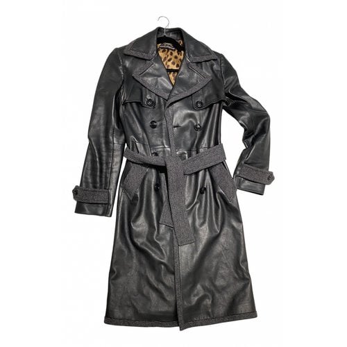 Pre-owned Dolce & Gabbana Leather Coat In Black