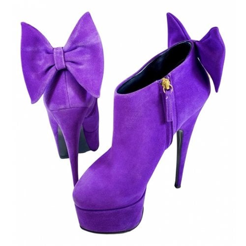 Pre-owned Giuseppe Zanotti Leather Ankle Boots In Purple
