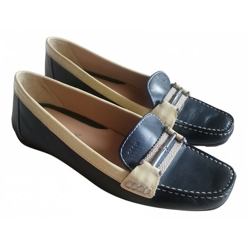 Pre-owned Geox Leather Flats In Blue