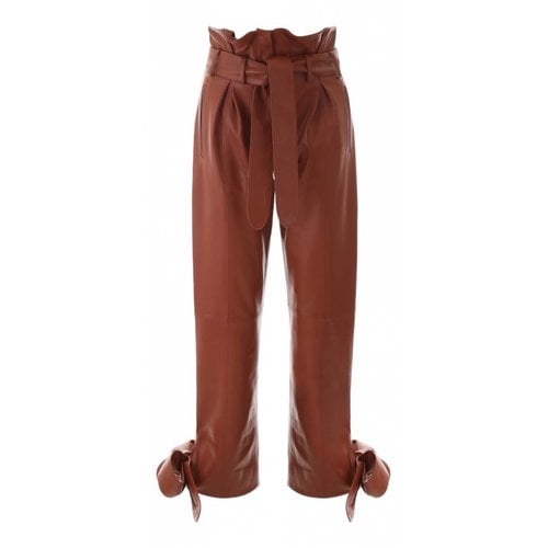 Pre-owned Attico Leather Carot Pants In Brown