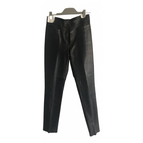 Pre-owned Agnès B. Leather Trousers In Black