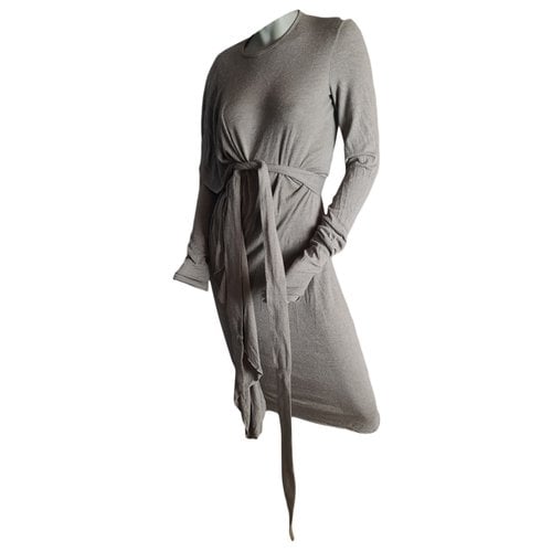 Pre-owned Rick Owens Wool Maxi Dress In Grey