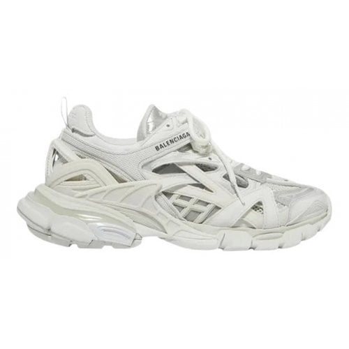 Pre-owned Balenciaga Track Leather Trainers In White