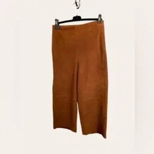 Pre-owned Vince Leather Large Pants In Orange