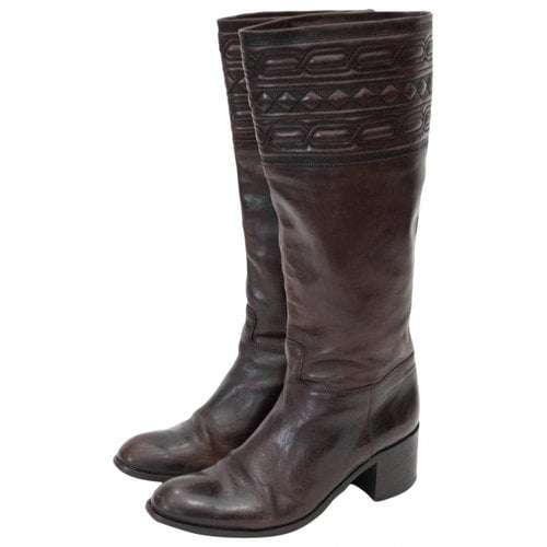 Pre-owned Sartore Leather Boots In Brown
