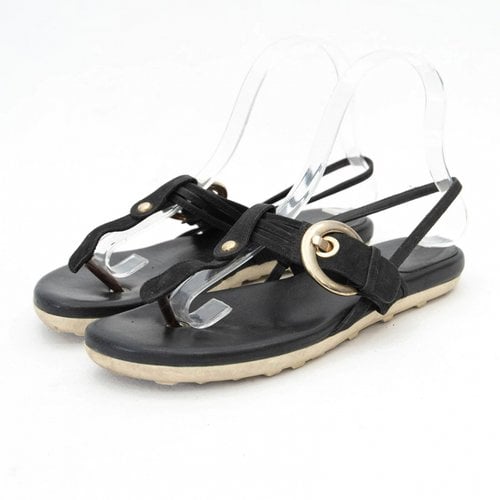 Pre-owned Stuart Weitzman Patent Leather Sandals In Black
