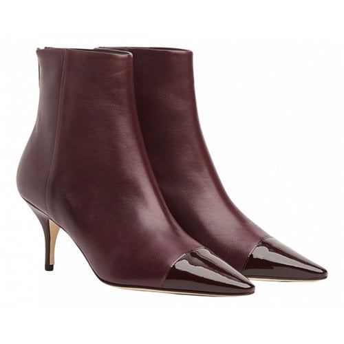 Pre-owned Lk Bennett Leather Ankle Boots In Burgundy