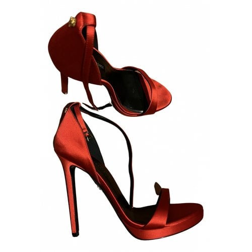 Pre-owned Versace Cloth Sandal In Red