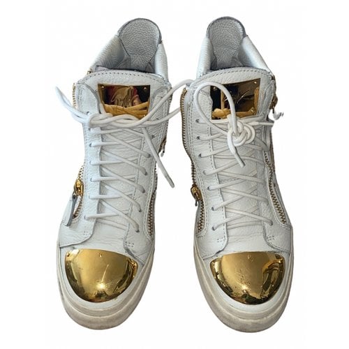 Pre-owned Giuseppe Zanotti Coby Leather Trainers In White