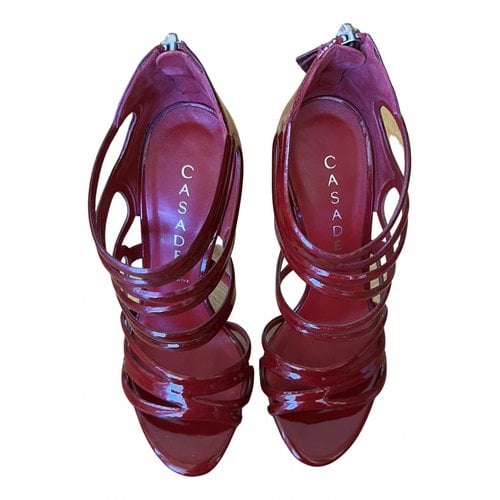 Pre-owned Casadei Patent Leather Sandal In Burgundy