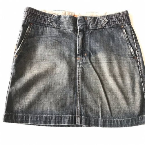 Pre-owned 7 For All Mankind Mini Skirt In Blue