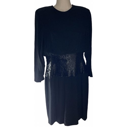 Pre-owned Mignon Silk Mid-length Dress In Black