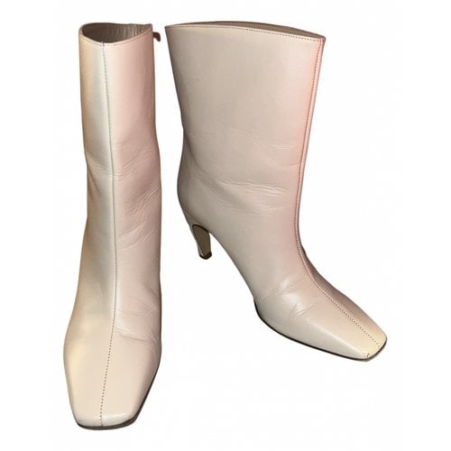 Pre-owned Gia Couture Leather Ankle Boots In Beige