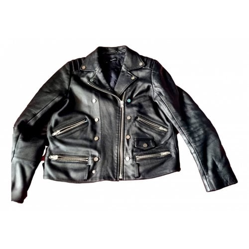Pre-owned The Kooples Leather Biker Jacket In Black