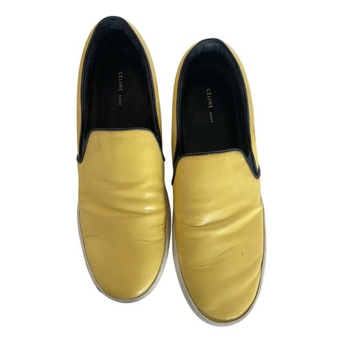 Pre-owned Celine Pull On Patent Leather Trainers In Yellow