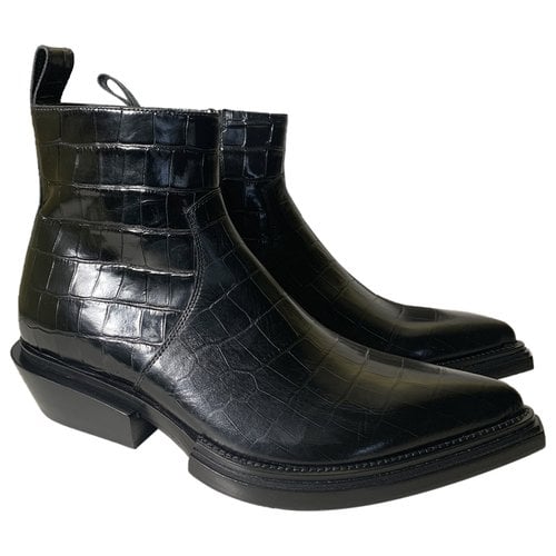 Pre-owned Balenciaga Leather Cowboy Boots In Black