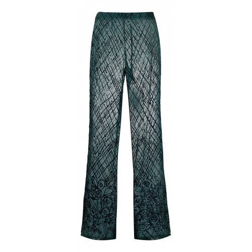 Pre-owned Romeo Gigli Silk Straight Pants In Green