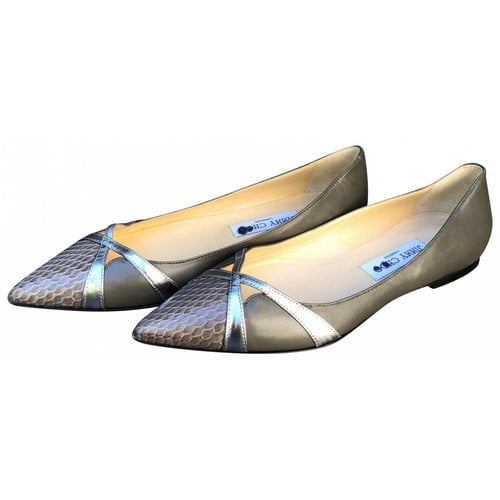 Pre-owned Jimmy Choo Python Ballet Flats In Grey
