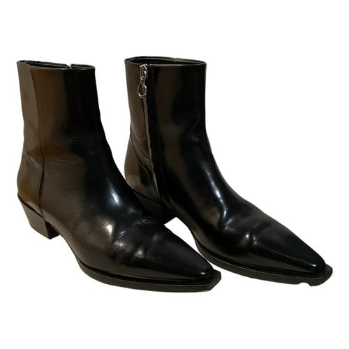Pre-owned Aeyde Leather Ankle Boots In Black