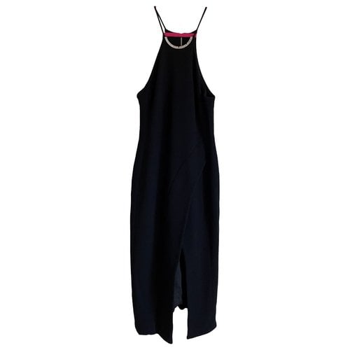 Pre-owned David Koma Wool Mid-length Dress In Black
