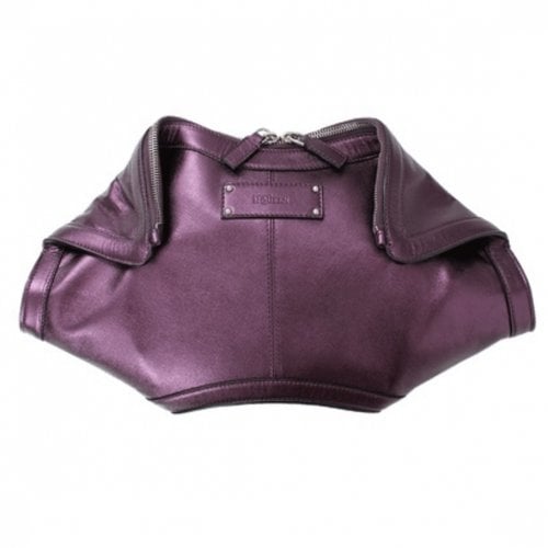 Pre-owned Alexander Mcqueen Leather Clutch Bag In Purple