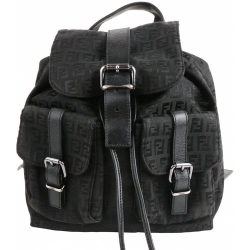 Pre-owned Fendi Anna Selleria Cloth Backpack In Black