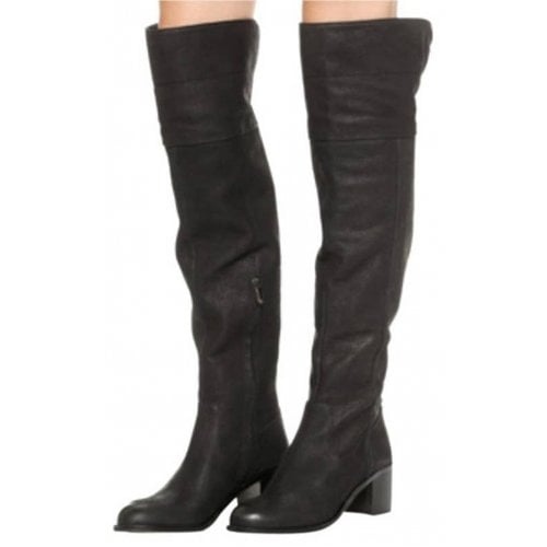 Pre-owned Sam Edelman Leather Boots In Black