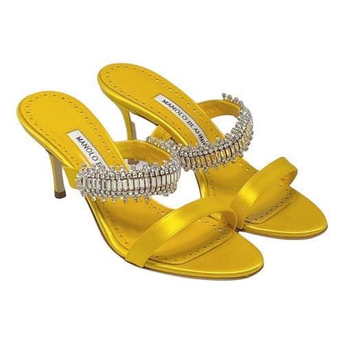 Pre-owned Manolo Blahnik Cloth Sandal In Yellow