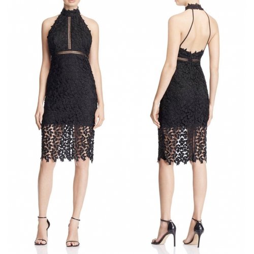 Pre-owned Bardot Lace Mid-length Dress In Black