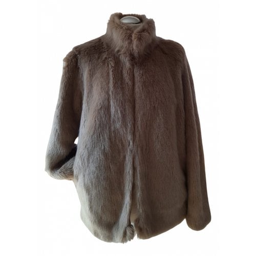 Pre-owned Max Mara Faux Fur Jacket In Beige