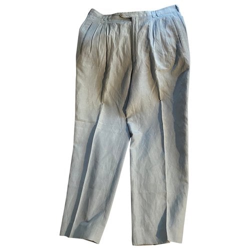 Pre-owned Corneliani Linen Trousers In Beige