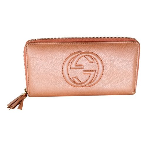 Pre-owned Gucci Leather Wallet In Orange