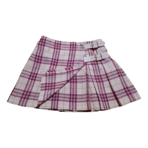 Pre-owned Burberry Linen Mini Skirt In Purple