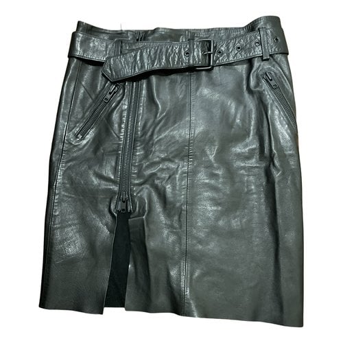 Pre-owned Envii Leather Mid-length Skirt In Black