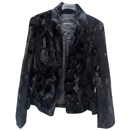 Pre-owned Emporio Armani Faux Fur Jacket In Black