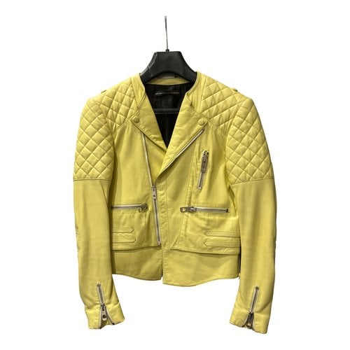 Pre-owned Balenciaga Leather Jacket In Yellow