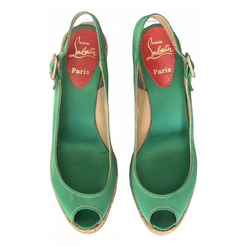 Pre-owned Christian Louboutin Leather Espadrilles In Green
