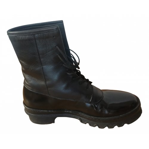 Pre-owned Legres Leather Lace Up Boots In Black
