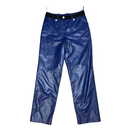 Pre-owned Chanel Leather Straight Pants In Blue
