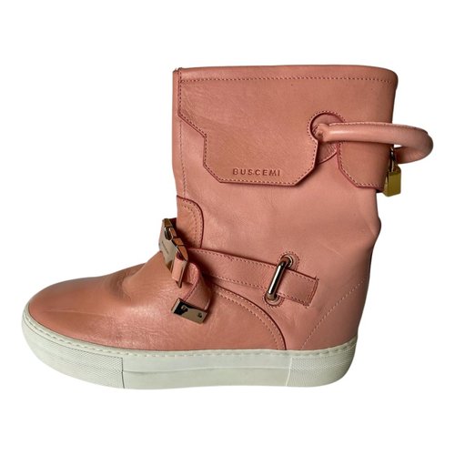 Pre-owned Buscemi Leather Ankle Boots In Pink