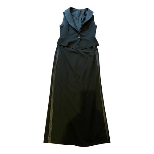 Pre-owned Claude Montana Wool Maxi Dress In Black