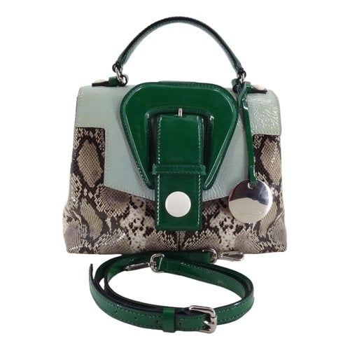 Pre-owned Tara Jarmon Patent Leather Crossbody Bag In Green