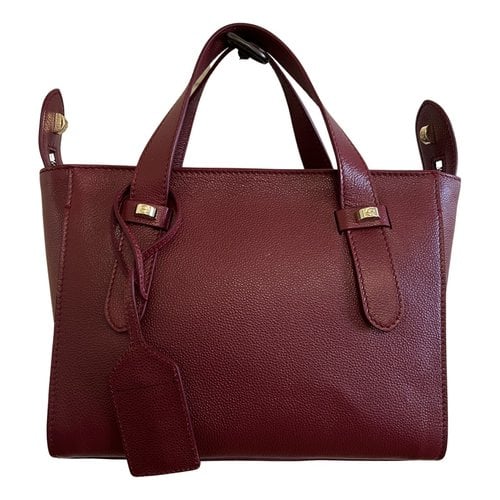 Pre-owned Borbonese Leather Handbag In Burgundy