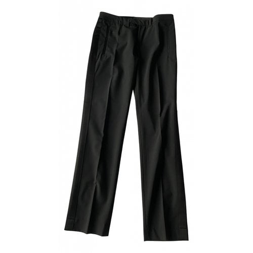 Pre-owned Dondup Wool Straight Pants In Black
