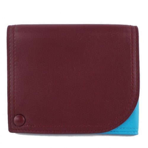 Pre-owned Bottega Veneta Leather Card Wallet In Burgundy