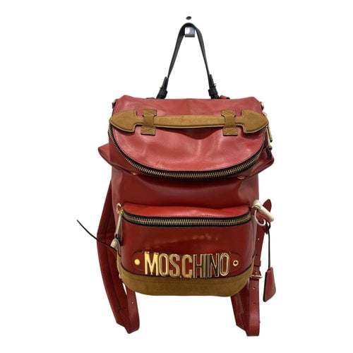Pre-owned Moschino Leather Weekend Bag In Red