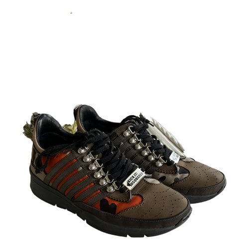 Pre-owned Dsquared2 251 Leather Low Trainers In Brown