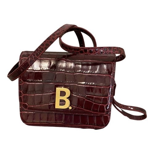 Pre-owned Balenciaga B Leather Crossbody Bag In Burgundy